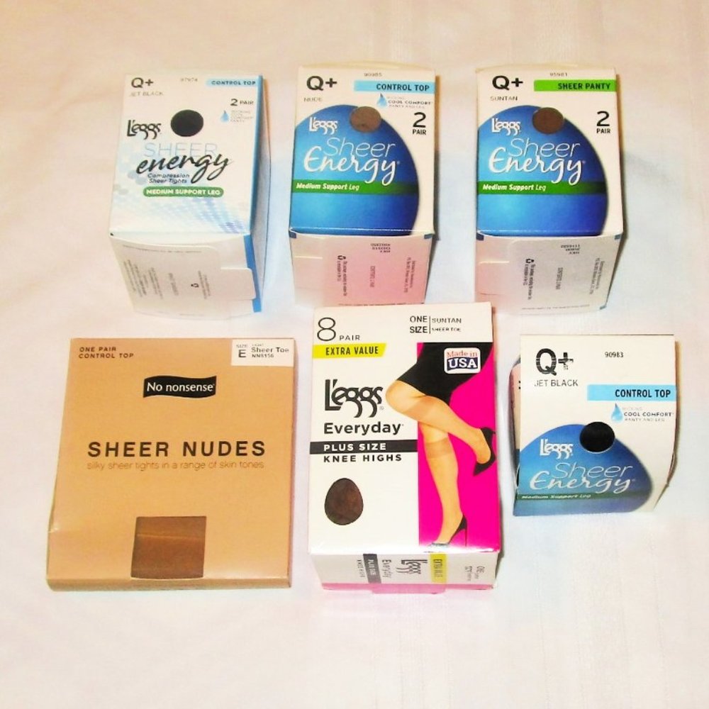 Lot of Stockings: 8 Pr. of Pantyhose and 8 Pr. of Knee Highs, Plus Size, Q+, NIB